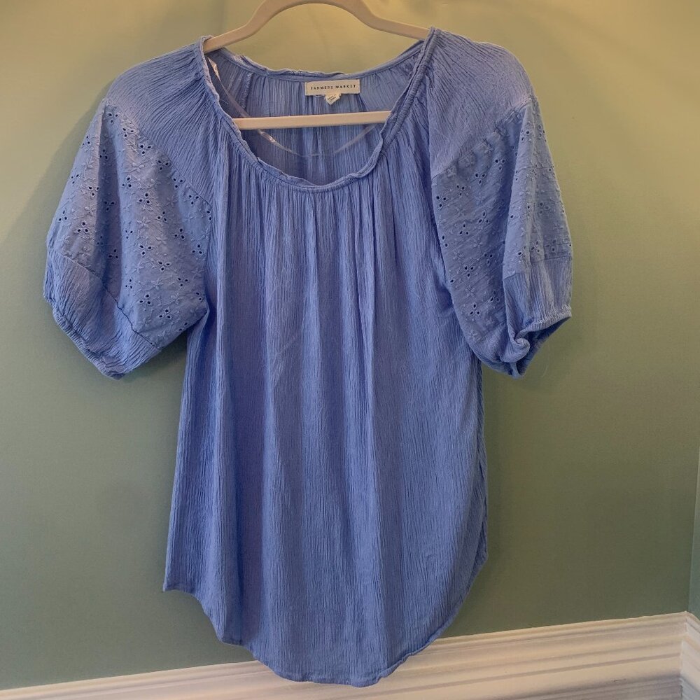 Farmers Market Periwinkle Blue Lightweight PM top eyelet sleeve